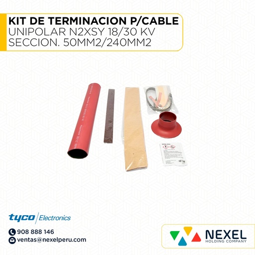 [F63748-O] OUT - KIT DE TERMINACION. U/INTERIOR P/CABLE SECO UNIPOLAR N2XSY 18/30 KV SECCION. 50MM2/240MM2 HVT-252-GP TYCO ELECTRONICS