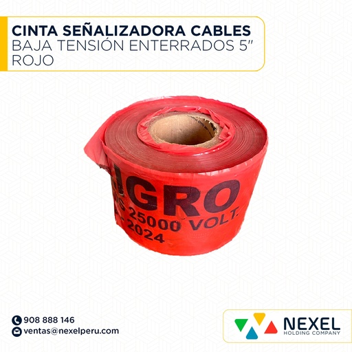 [F163051] CINTA SEÑALIZADORA CABLES BAJA TENSIÓN ENTERRADOS 5" ROJO STANDARD