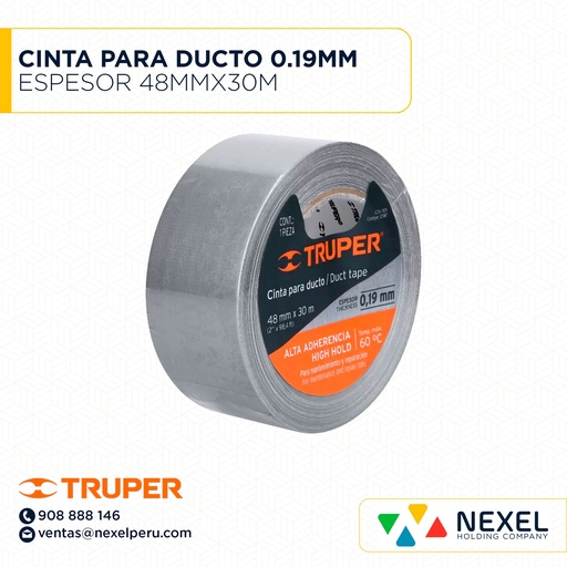[F22655] CINTA PARA DUCTO 0.19MM ESPESOR 48MMX30M TRUPER