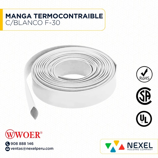 [F72237-2] MANGA TERMOCONTRAIBLE C/BLANCO F-30 WOER