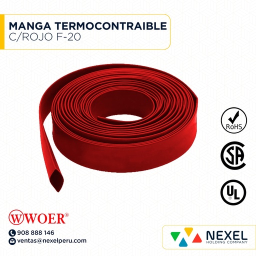 [F72220-2] MANGA TERMOCONTRAIBLE C/ROJO F-20 WOER