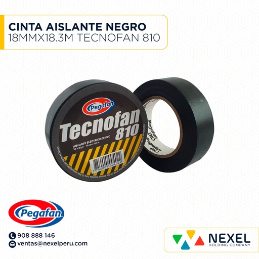 [F11706] CINTA AISLANTE NEGRO 18MMX18.3M TECNOFAN 810 PEGAFAN