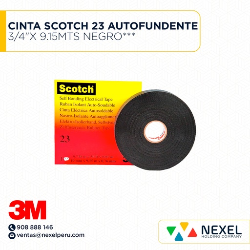 [F21592] CINTA SCOTCH 23 AUTOFUNDENTE 3/4"X 9.15MTS NEGRO*** 3M