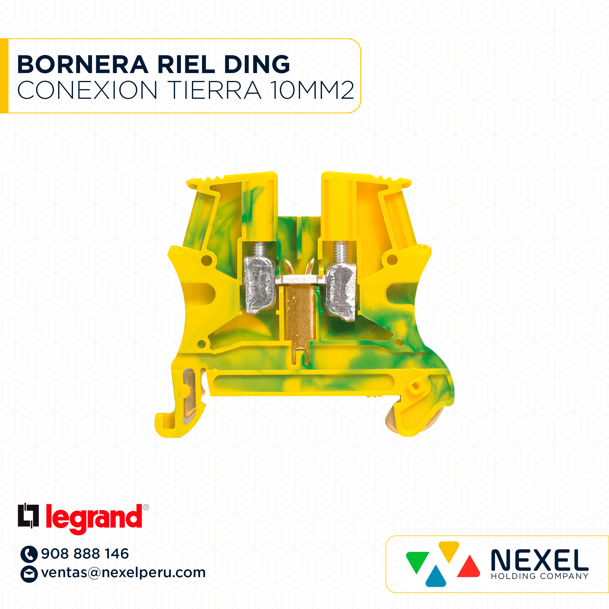 [F146014] BORNERA RIEL DING CONEXION TIERRA 10MM2 VIKING 3 AMA/VER 7173 LEGRAND