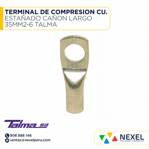 [F123956] TERMINAL DE COMPRESION CU. ESTAÑADO CAÑON LARGO 35MM2-6 TALMA