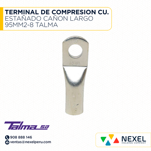 [F123951] TERMINAL DE COMPRESION CU. ESTAÑADO CAÑON LARGO 95MM2-8 TALMA