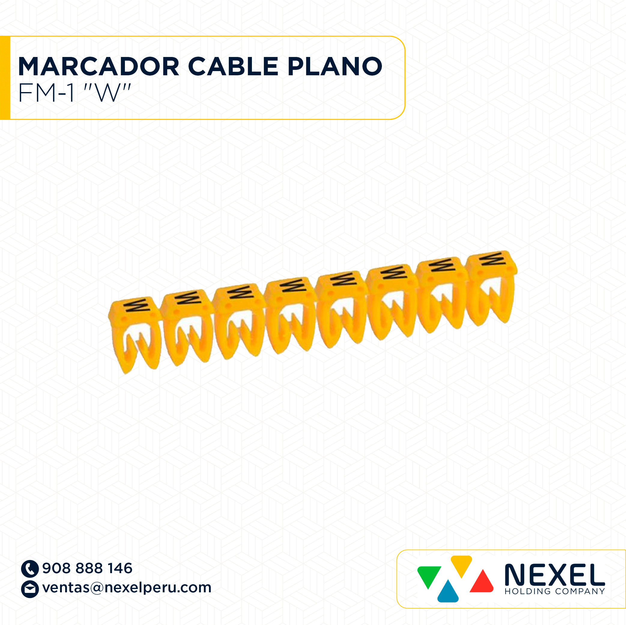 [F163810] MARCADOR DE CABLE PLANO FM-1 "W" STANDARD