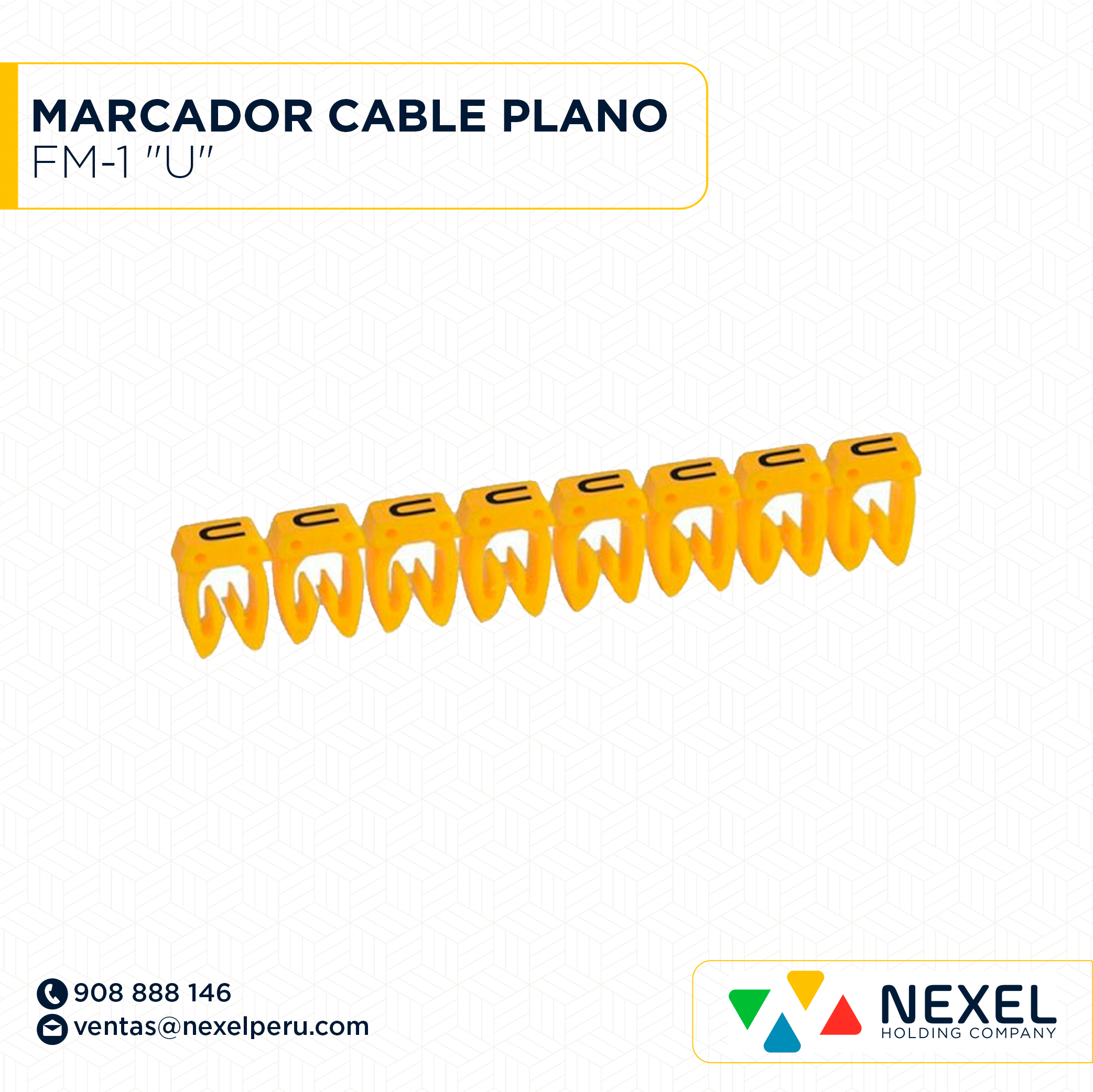 [F163803] MARCADOR DE CABLE PLANO FM-1 "U" STANDARD
