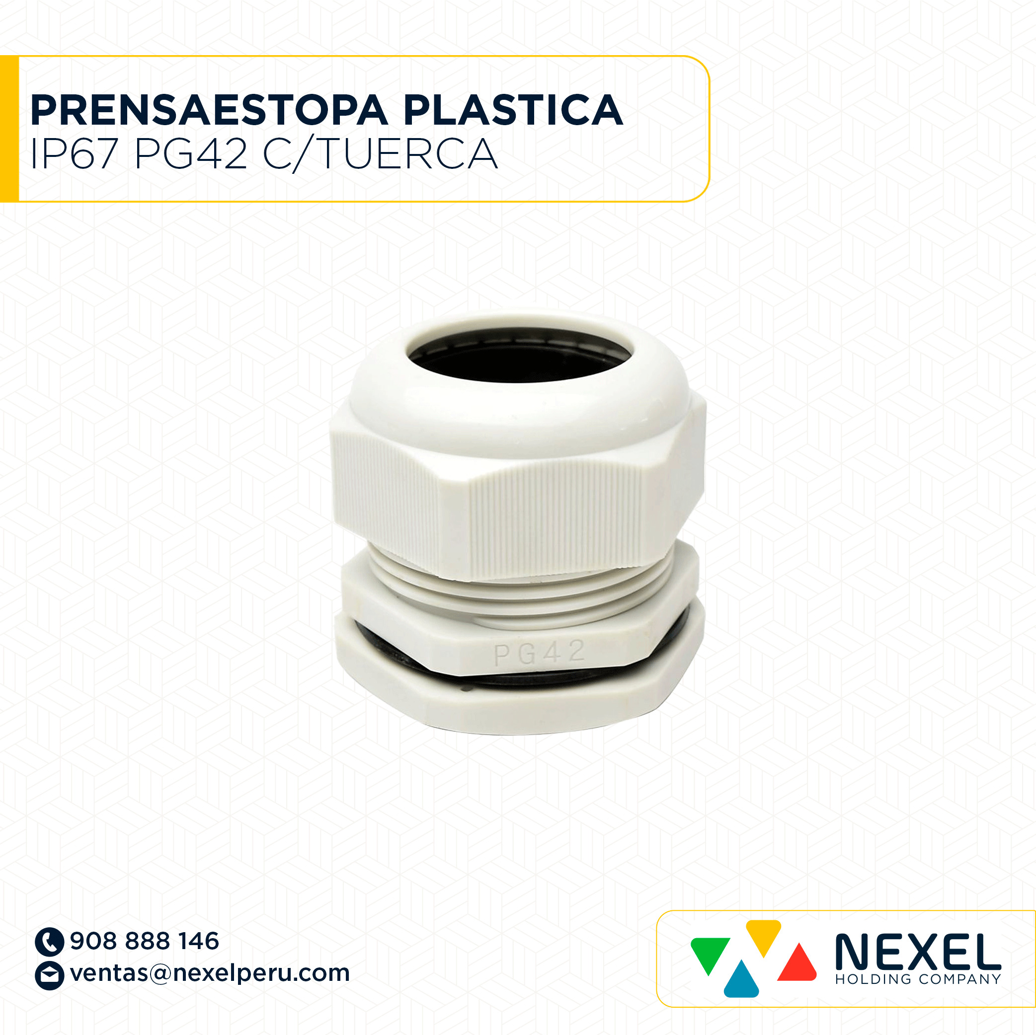 [F163722-O] OUT- PRENSAESTOPA PLASTICA IP67 PG42 C/TUERCA STANDARD