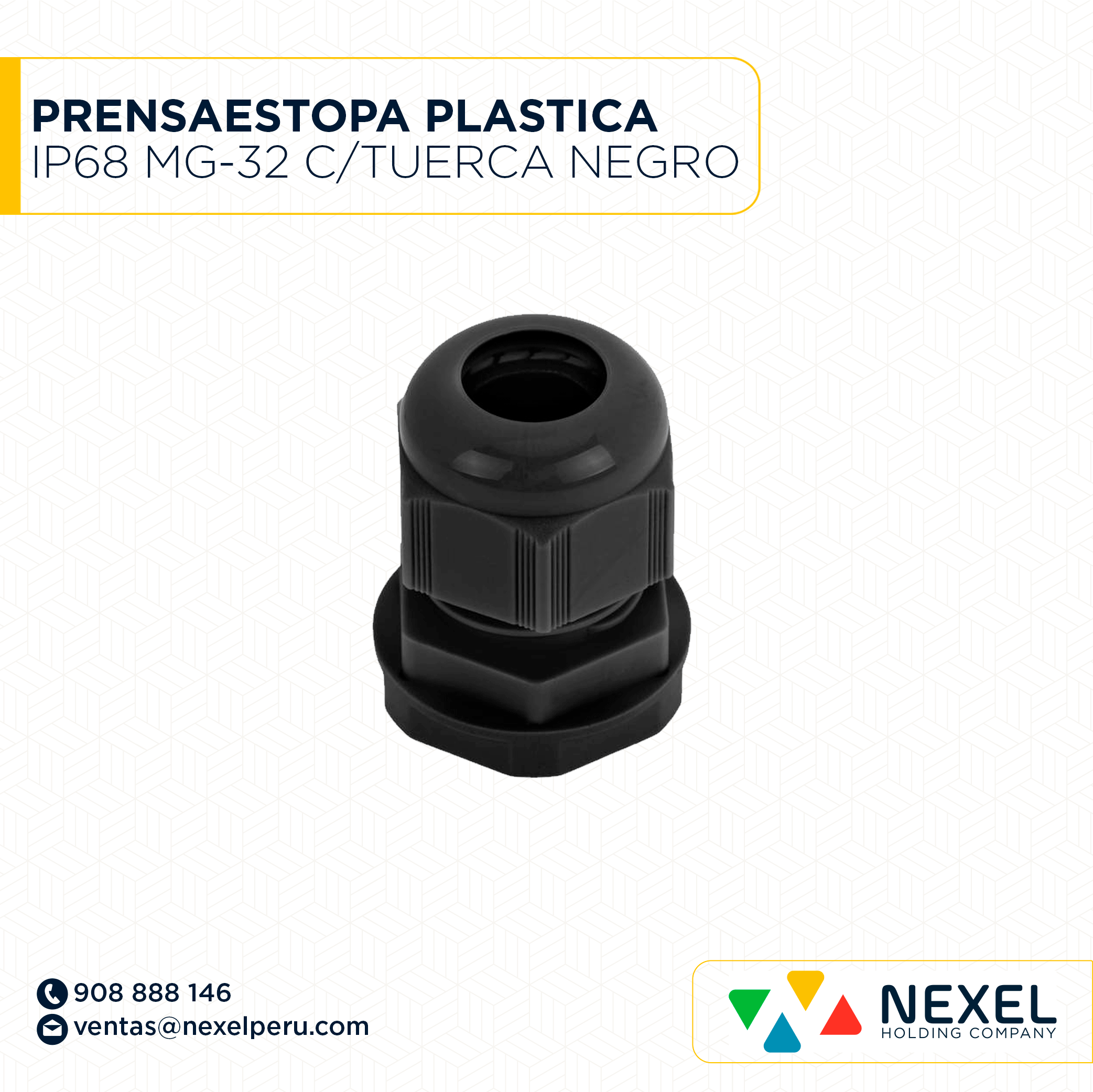 [F163707] PRENSAESTOPA PLASTICA IP68 MG-32 C/TUERCA NEGRO STANDARD