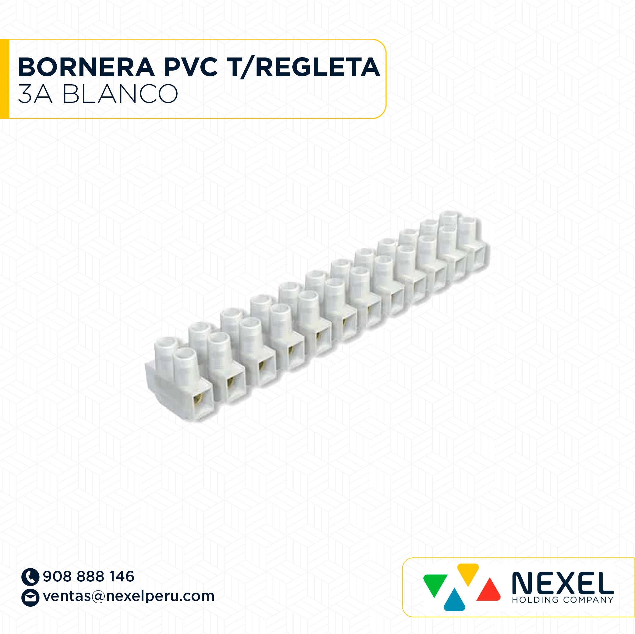 [F163686] BORNERA PVC T/REGLETA 3A BLANCO STANDARD