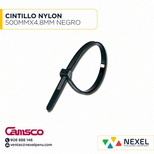 [F93638] CINTILLO NYLON 500MMX4.8MM NEGRO CAMSCO