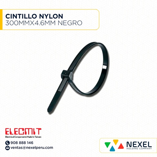 [F93621] CINTILLO NYLON 300MMX4.6MM NEGRO ELECMIT