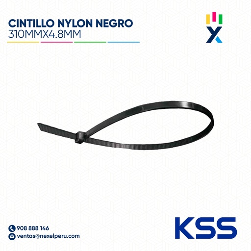 [F93619] CINTILLO NYLON 310MMX4.8MM NEGRO KSS
