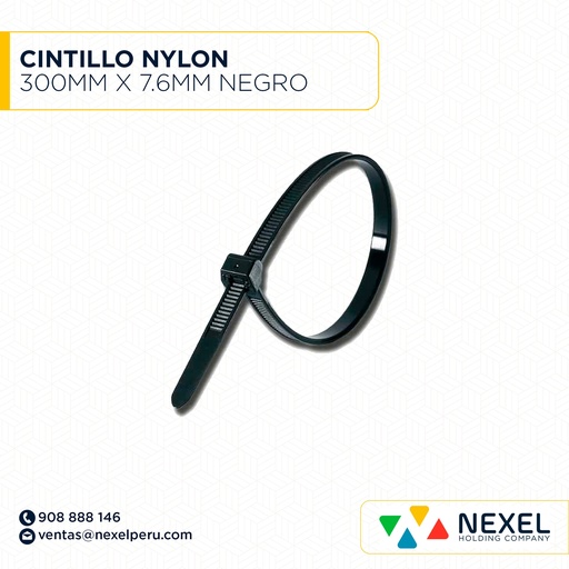 [F93618] CINTILLO NYLON 300MM X 7.6MM NEGRO STANDARD