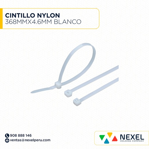 [F93609] CINTILLO NYLON 368MMX4.6MM BLANCO STANDARD