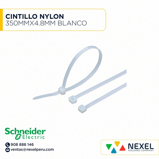 [F93600] CINTILLO NYLON 350MMX4.8MM BLANCO SCHNEIDER