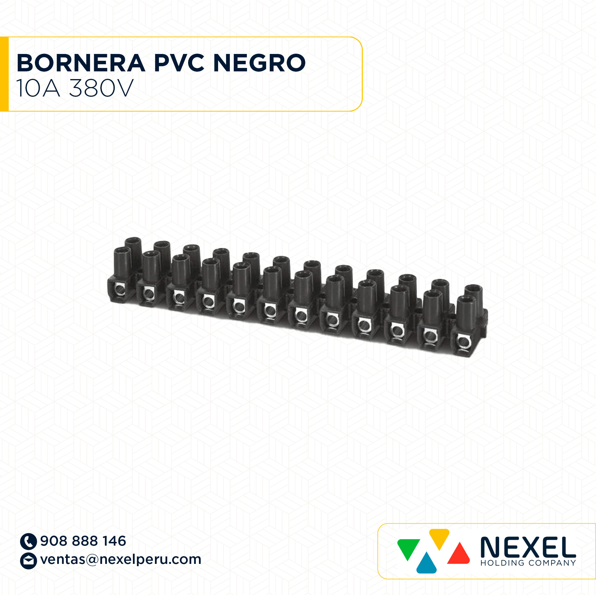 [F163040] BORNERA PVC 10A 380 V NEGRO STANDARD
