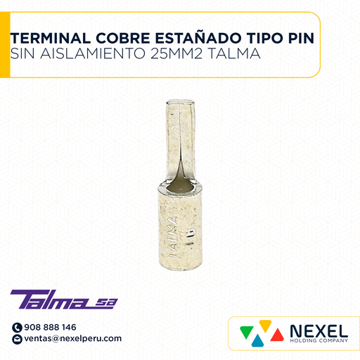 [F123013] TERMINAL COBRE ESTAÑADO TIPO PIN SIN AISLAMIENTO 25MM2 TALMA