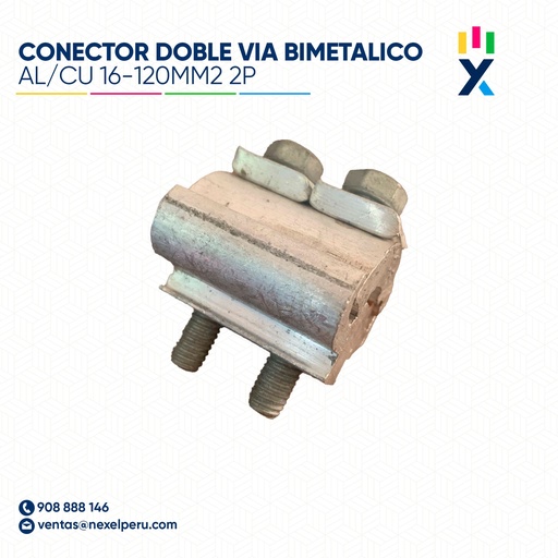 [E32619] CONECTOR DOBLE VIA BIMETALICO AL/CU 16-120MM2 2P IMPORTADO