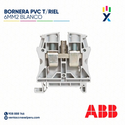 [F142446] BORNERA PVC T/RIEL 6MM2 BLANCO ABB