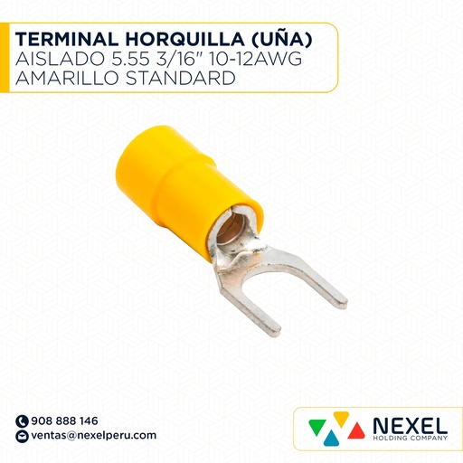 [F132105] TERMINAL HORQUILLA (UÑA) AISLADO 5.55 3/16" 10-12AWG AMARILLO STANDARD