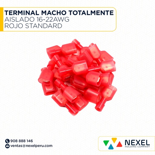 [F132085] TERMINAL MACHO TOTALMENTE AISLADO 16-22AWG ROJO STANDARD