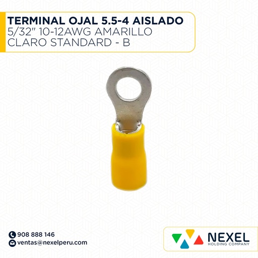 [F132064] TERMINAL OJAL 5.5-4 AISLADO 5/32" 10-12AWG AMARILLO CLAR STANDARD - B