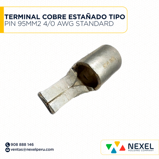 [F121915] TERMINAL COBRE ESTAÑADO TIPO PIN 95MM2 4/0 AWG STANDARD