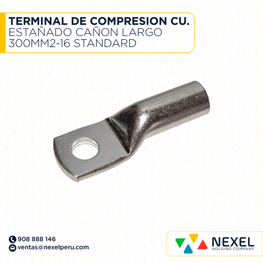 [F121900] TERMINAL DE COMPRESION CU. ESTAÑADO CAÑON LARGO 300MM2-16 STANDARD