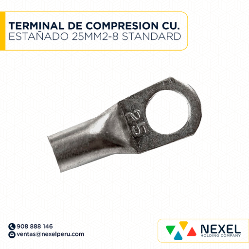 [F121856] TERMINAL DE COMPRESION CU. ESTAÑADO 25MM2-8 STANDARD