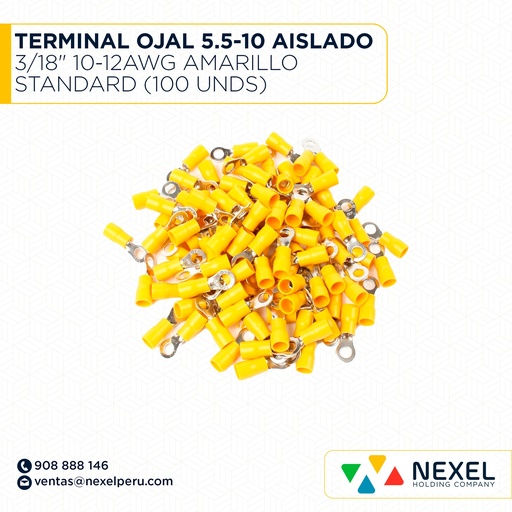 [F131849] TERMINAL OJAL 5.5-10 AISLADO 3/18" 10-12AWG AMARILLO STANDARD (100 UNDS)