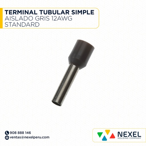 [F131838] TERMINAL TUBULAR SIMPLE AISLADO GRIS 12AWG STANDARD