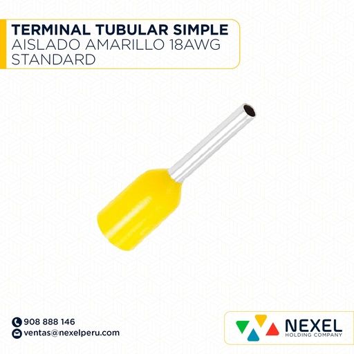 [F131836] TERMINAL TUBULAR SIMPLE AISLADO AMARILLO 18AWG STANDARD