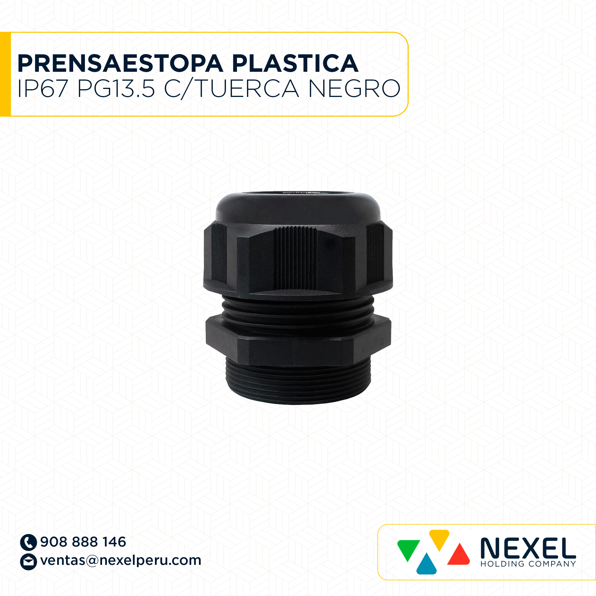 [F91824] PRENSAESTOPA PLASTICA IP67 PG13.5 C/TUERCA NEGRO STANDARD