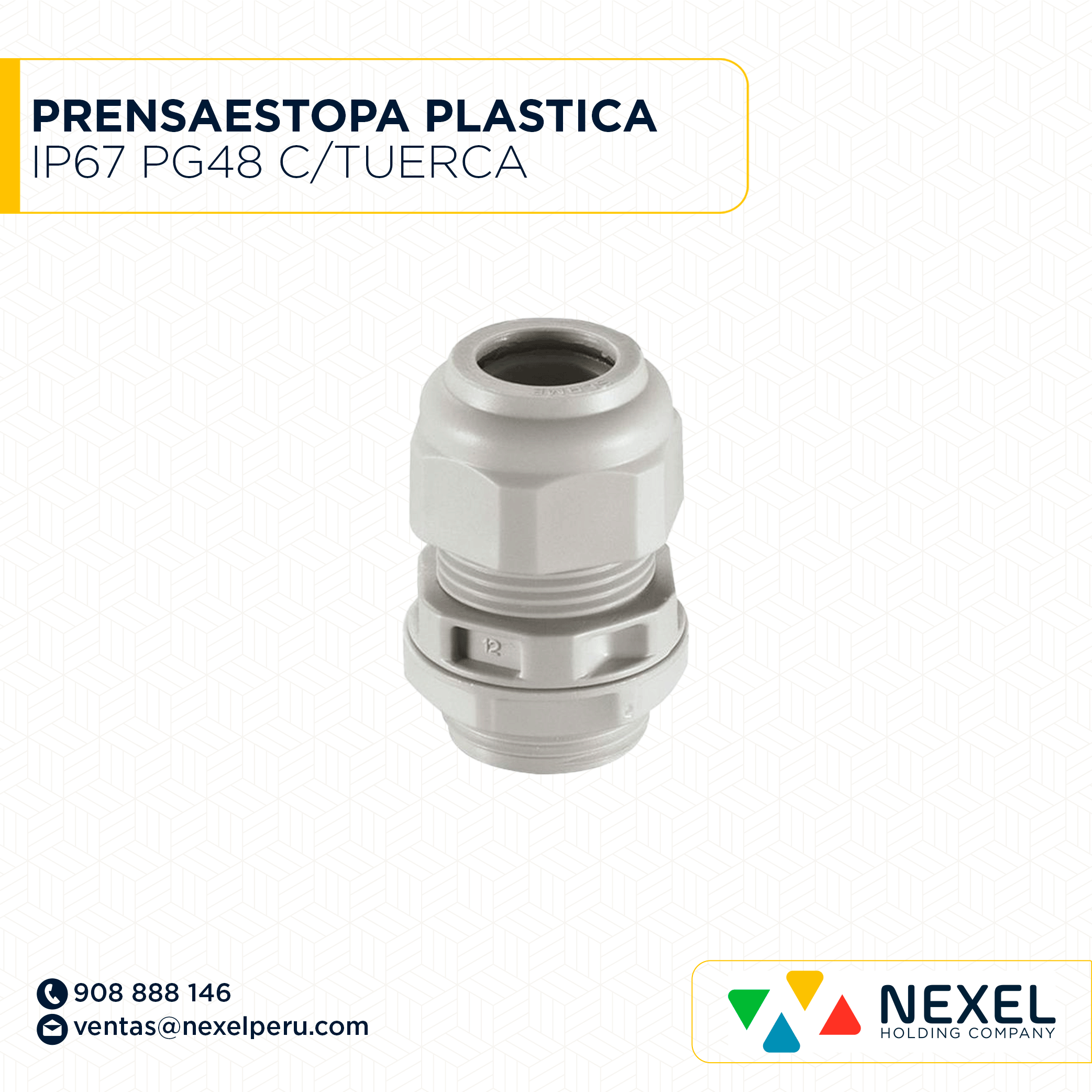 [F91803-O] OUT- PRENSAESTOPA PLASTICA IP67 PG48 C/TUERCA STANDARD