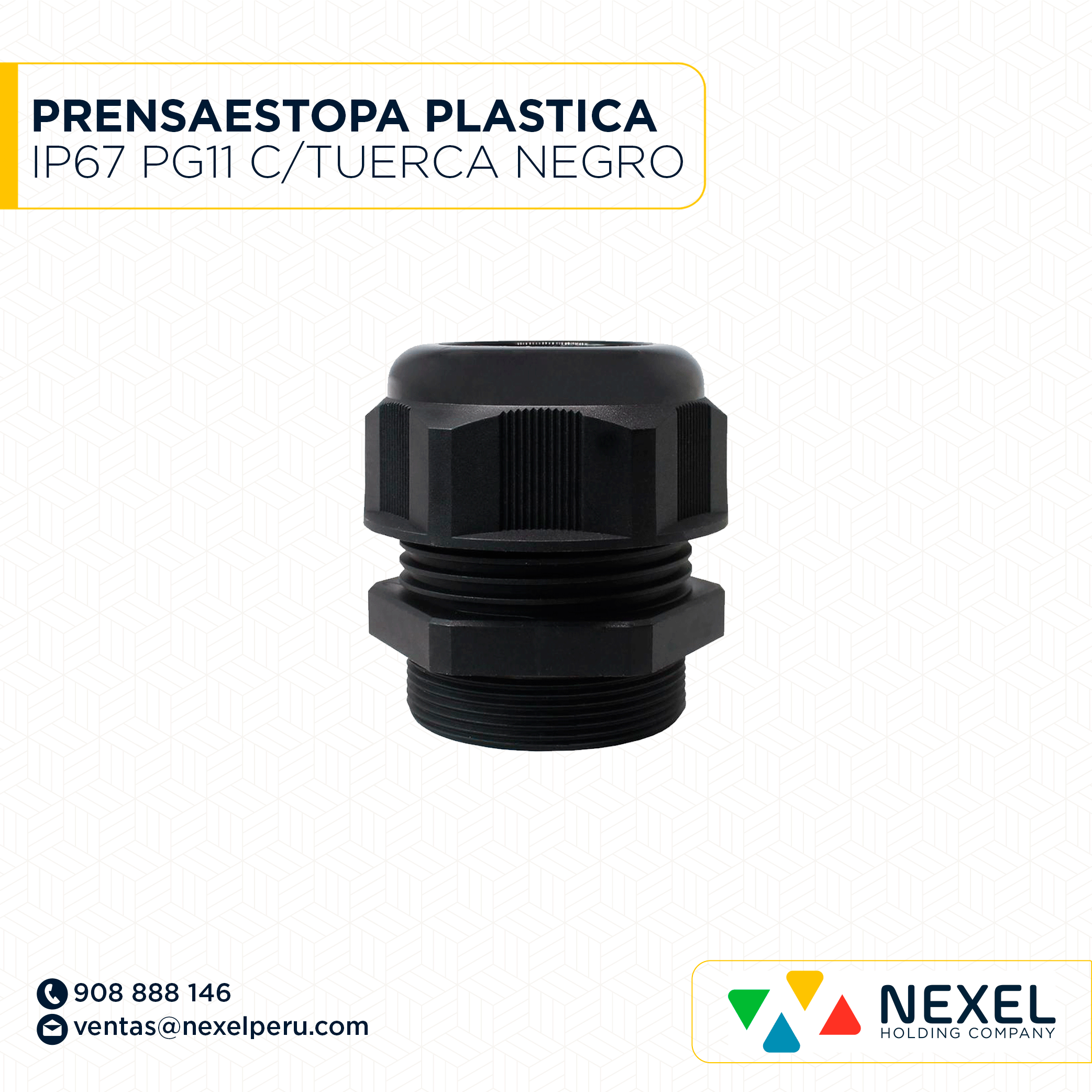[F91800] PRENSAESTOPA PLASTICA IP67 PG11 C/TUERCA NEGRO STANDARD