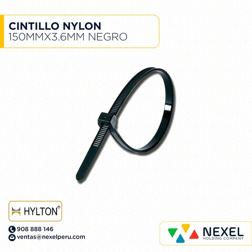 [F91474] CINTILLO NYLON 150MMX3.6MM NEGRO HYLTON