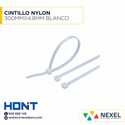 [F91467] CINTILLO NYLON 300MMX4.8MM BLANCO HONT