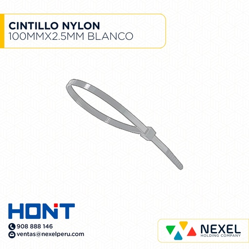 [F91461] CINTILLO NYLON 100MMX2.5MM BLANCO HONT