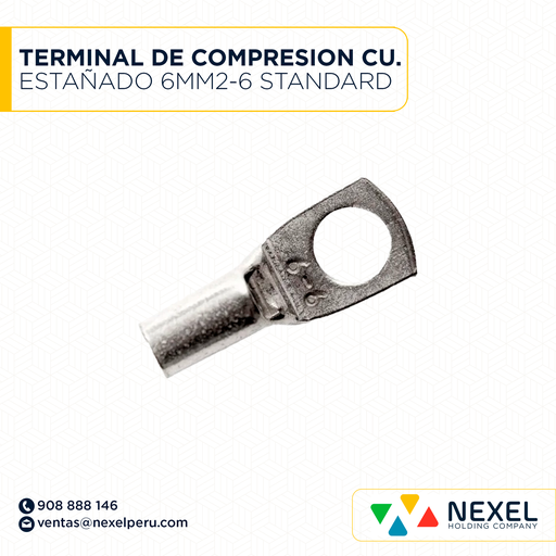 [F121186] TERMINAL DE COMPRESION CU. ESTAÑADO 6MM2-6 STANDARD