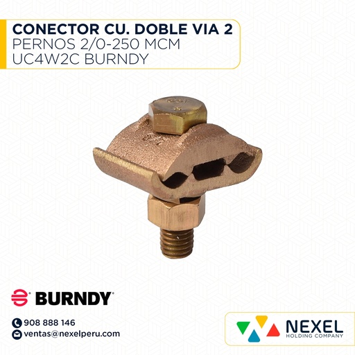 [E36263] CONECTOR CU. DOBLE VIA 2 PERNOS 2/0-250 MCM UC4W2C BURNDY