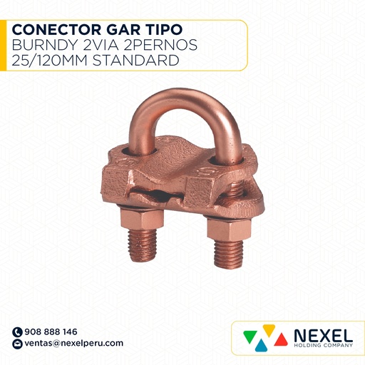[E34533] CONECTOR GAR TIPO BURNDY 2VIA 2PERNOS 25/120MM STANDARD
