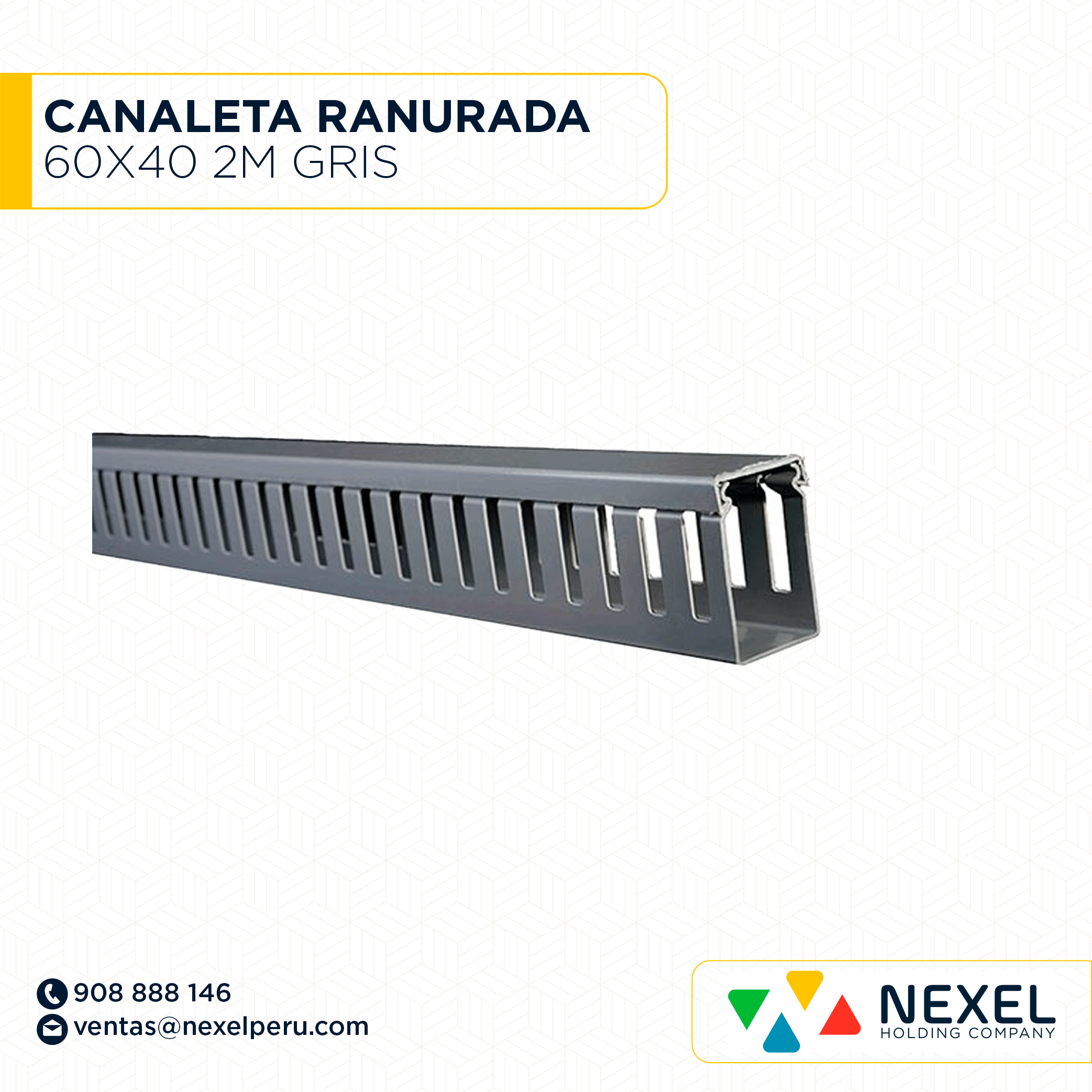 [C51404] CANALETA RANURADA 60X40 2M GRIS STANDARD