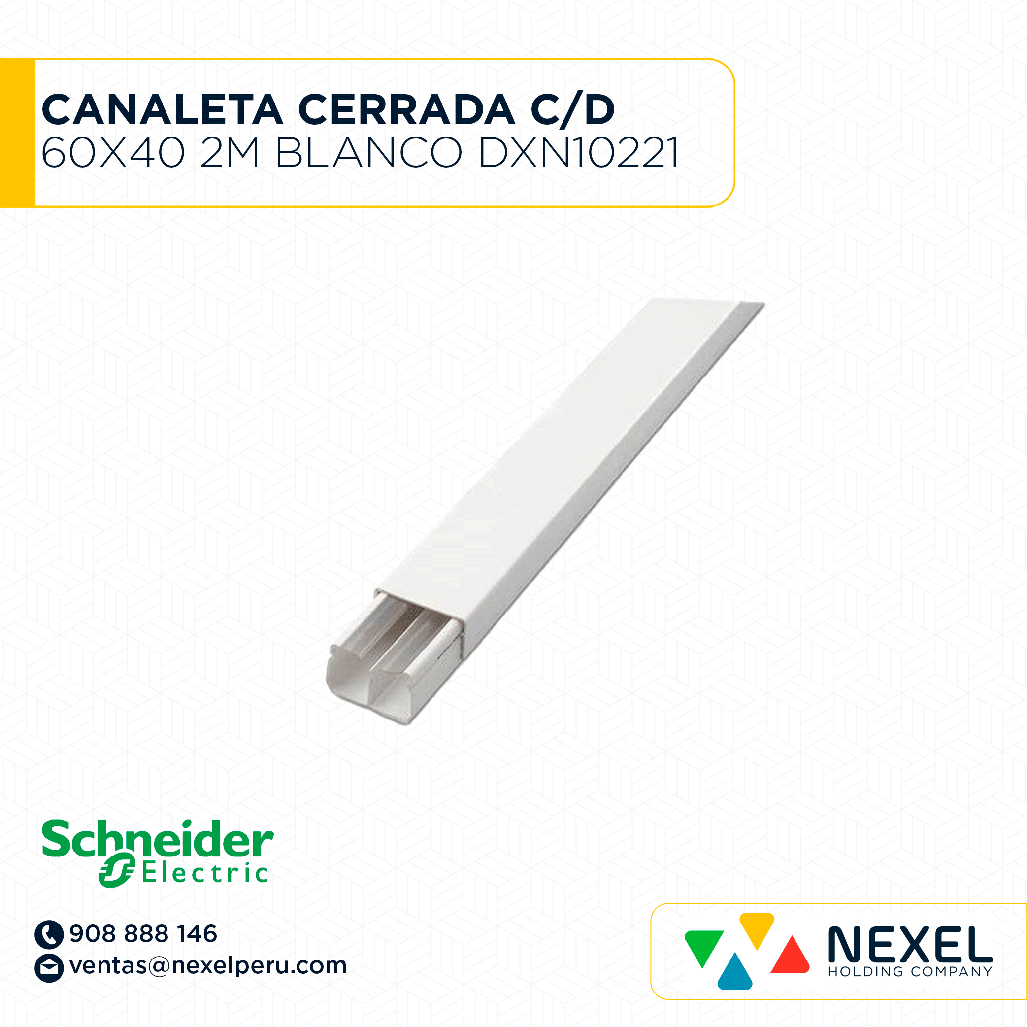 [C41381] CANALETA CERRADA 60X40 2M C/DIVISION DEXSON BLANCO / SIN ADHESIVO / DXN10221 SCHNEIDER