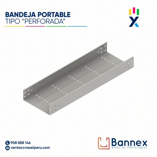 [C11376] BANDEJA PORTACABLE PEFORADA F.G 100X100X2400MM ESP: 1.2MM CON TAPA BANNEX