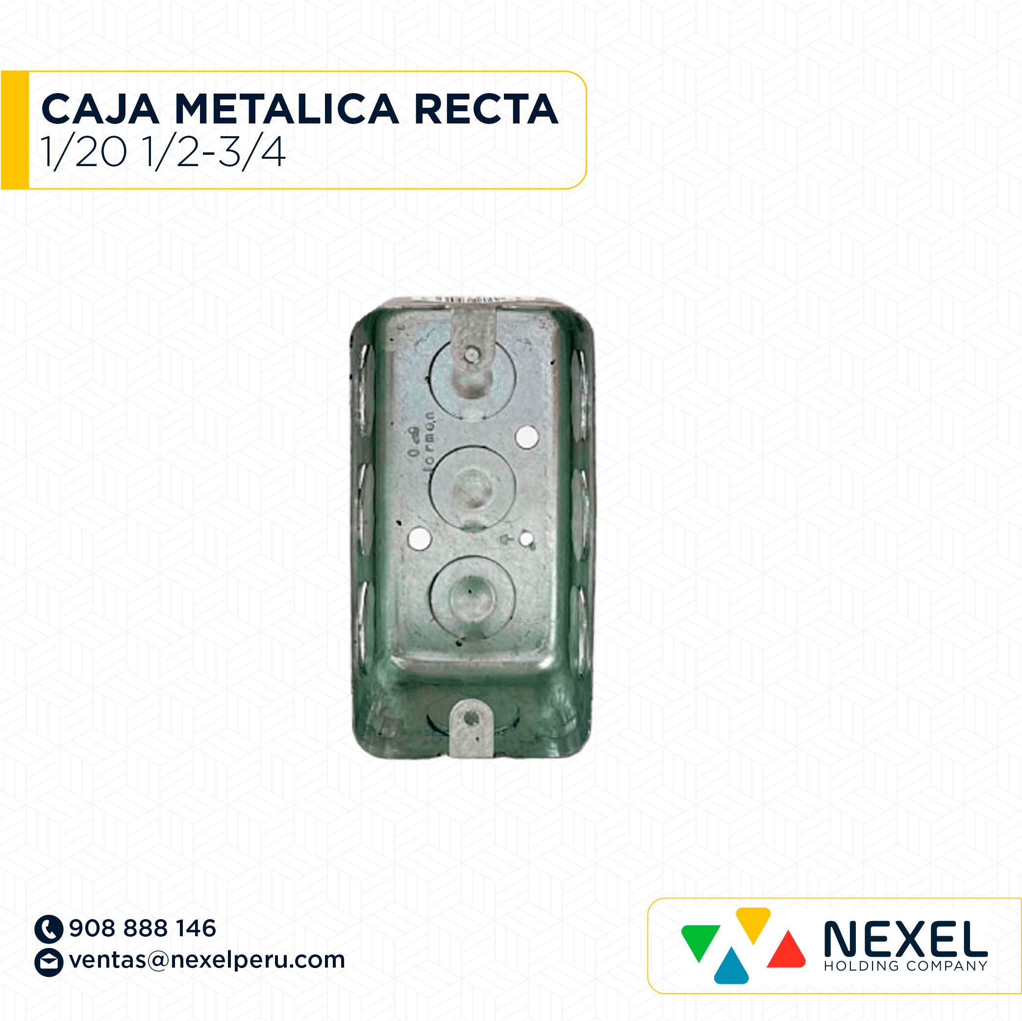 [D14330] CAJA METALICA RECTA 1/2 0SALIDA MIXTA 1/2-3/4 STANDARD
