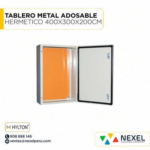 [D13615] TABLERO METAL ADOSABLE HERMETICO 400X300X200CM IP65 C/NARANJA HYLTON