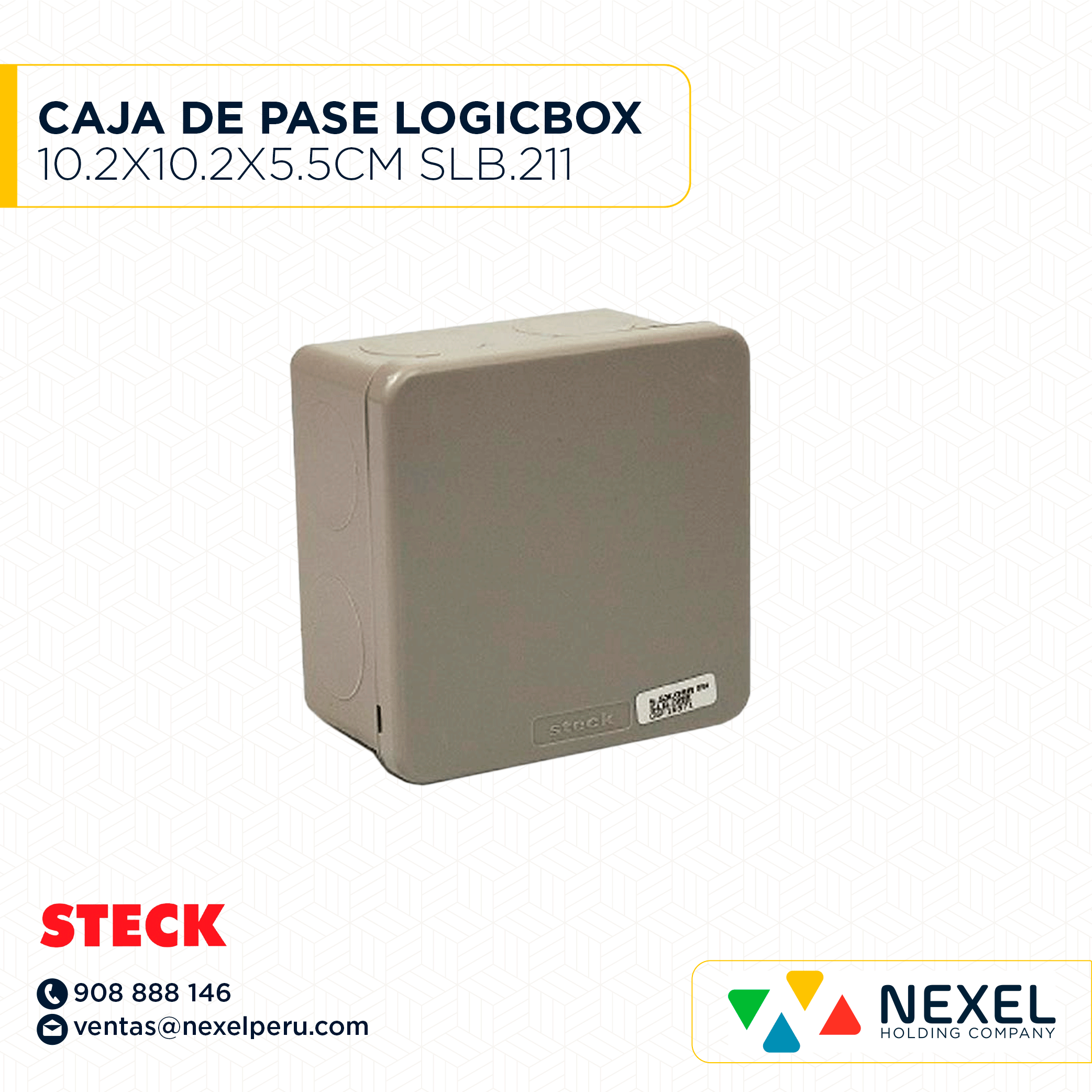 [D33507] CAJA DE PASE LOGICBOX IP55 10.2 X 10.2 X 5.5 CM / 8 CONOS SLB.211 C STECK