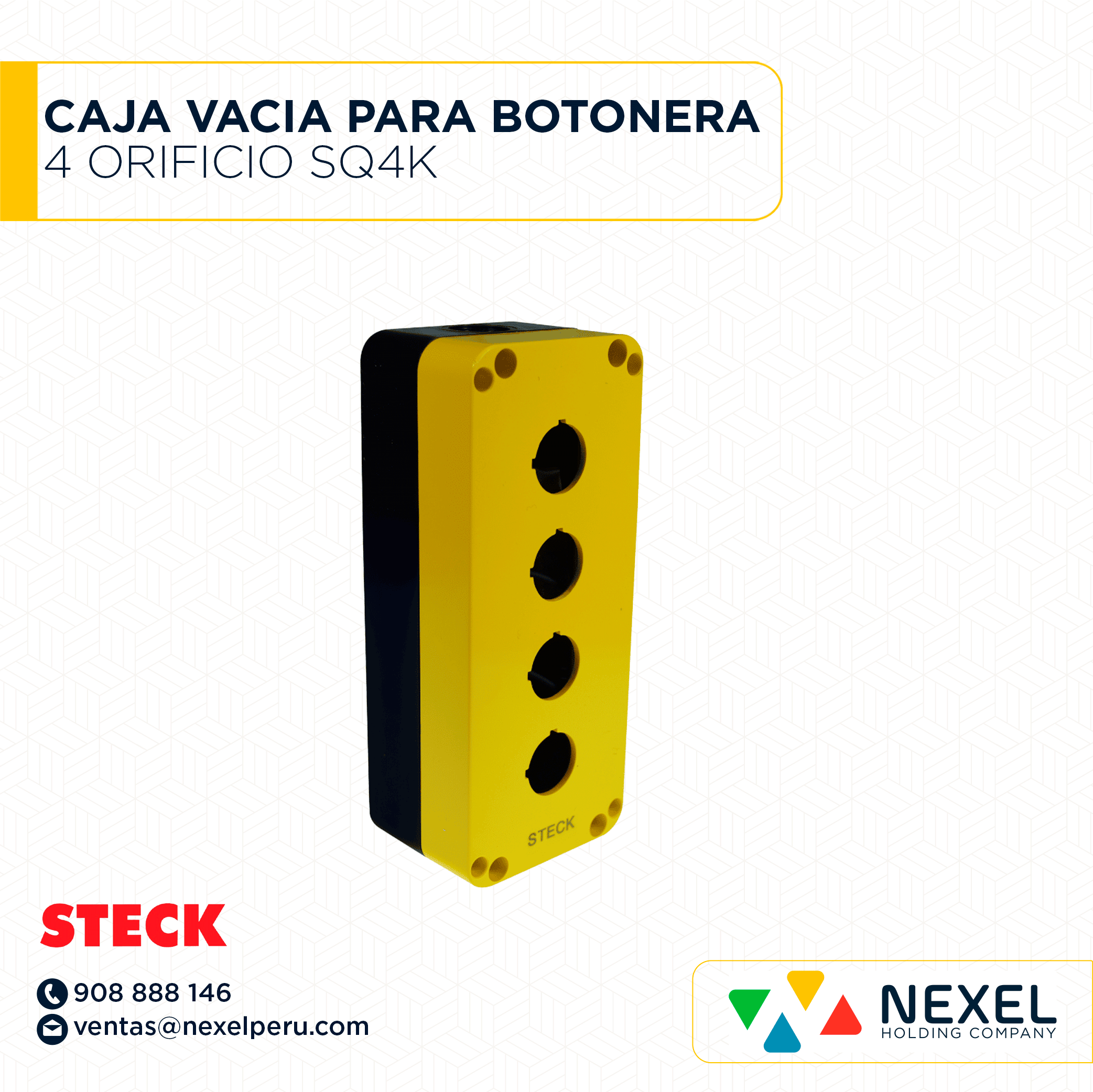[D33505-O] OUT-CAJA VACIA PARA BOTONERA DE 4 ORIFICIO SQ4K STECK